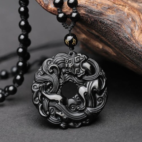 Black Obsidian Peace Pixiu Purification Pendant Black Obsidian Peace Pixiu Purification Pendant