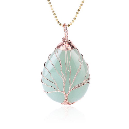 Natural Quartz Crystal Tree of Life Healing Necklace Pendant Natural Quartz Crystal Tree of Life Healing Necklace Pendant