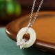 925 Silver Hetian Jade Peace Buckle Flower Necklace 925 Silver Hetian Jade Peace Buckle Flower Necklace