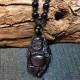 Rainbow Obsidian Laughing Buddha Inner Peace Necklace Rainbow Obsidian Laughing Buddha Inner Peace Necklace