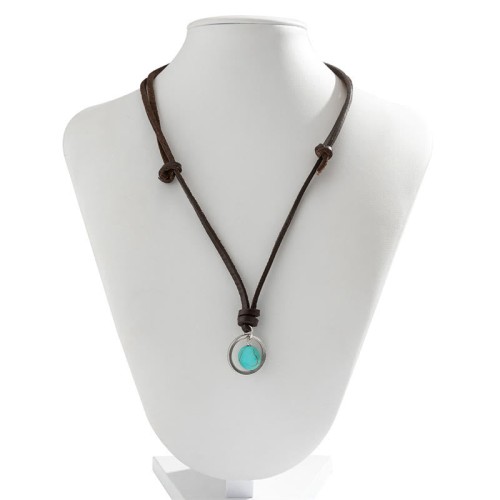 Round Turquoise Stone Protection Necklace Pendant Round Turquoise Stone Protection Necklace Pendant