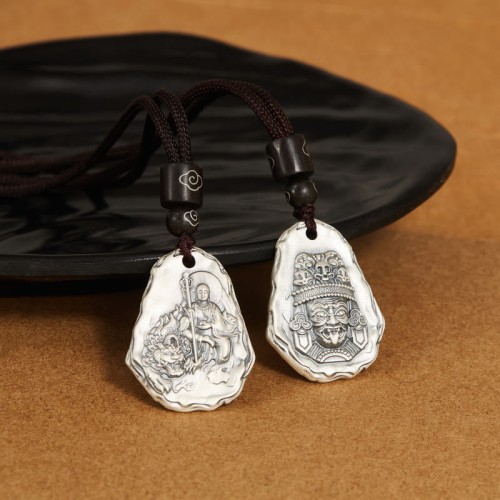 Silver Ksitigarbha Buddha Zakiram Goddess Pendant