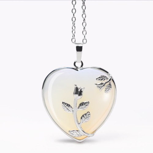 Natural Healing Crystals Heart Pendant Necklace Natural Healing Crystals Heart Pendant Necklace