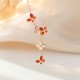Sterling Silver Red Agate Tridacna Butterfly Clover Necklace