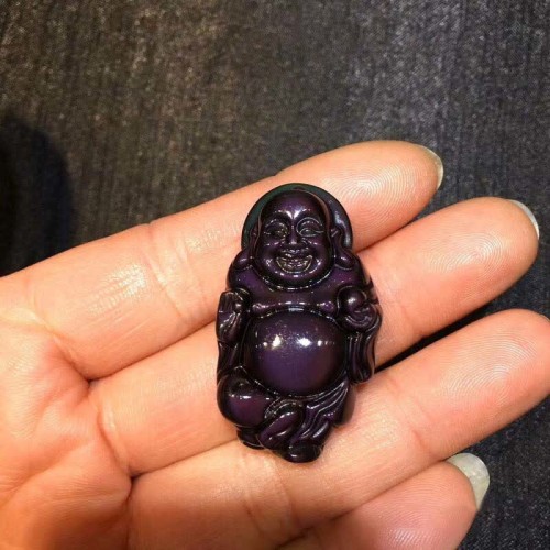 Rainbow Obsidian Laughing Buddha Inner Peace Necklace Rainbow Obsidian Laughing Buddha Inner Peace Necklace