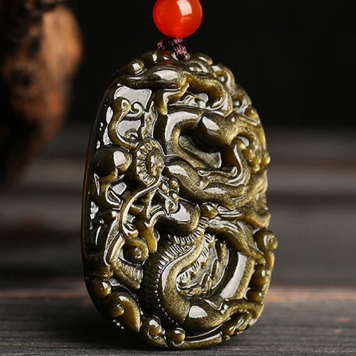 Gold Sheen Obsidian Dragon Success Necklace Gold Sheen Obsidian Dragon Success Necklace