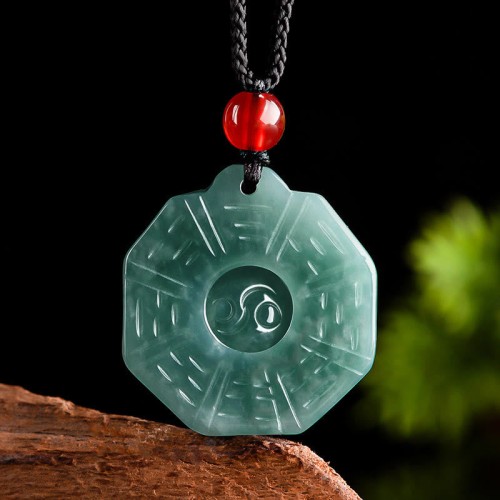 Natural Jade FengShui Bagua Yin Yang Prosperity Necklace Natural Jade FengShui Bagua Yin Yang Prosperity Necklace