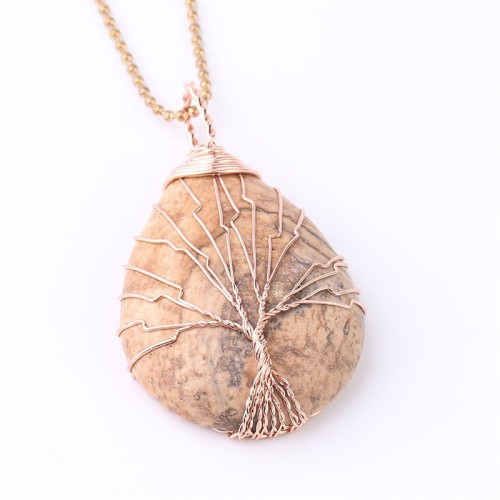 Natural Quartz Crystal Tree of Life Healing Necklace Pendant Natural Quartz Crystal Tree of Life Healing Necklace Pendant