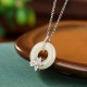925 Silver Hetian Jade Peace Buckle Flower Necklace 925 Silver Hetian Jade Peace Buckle Flower Necklace