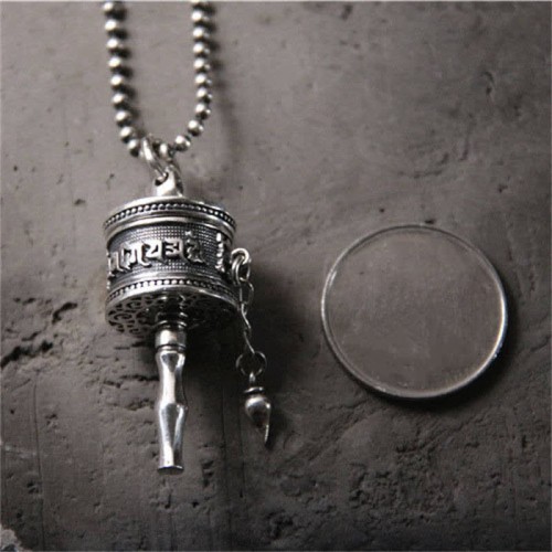 925 Silver Om Mani Padme Hum Rotatable Necklace