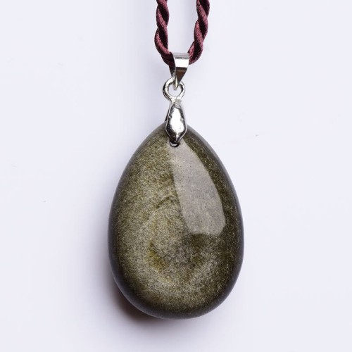 Gold Sheen Obsidian Water Drop Necklace Gold Sheen Obsidian Water Drop Necklace