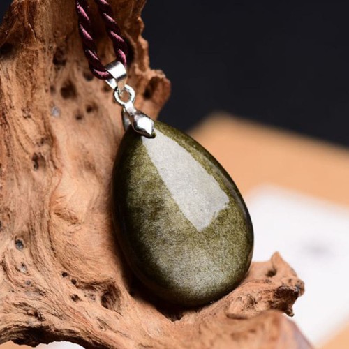 Gold Sheen Obsidian Water Drop Necklace Gold Sheen Obsidian Water Drop Necklace