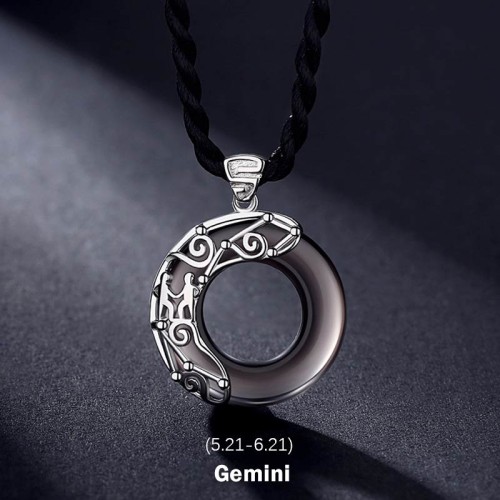 Zodiac Ice Obsidian Blessing Round Necklace Zodiac Ice Obsidian Blessing Round Necklace