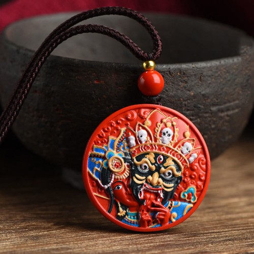 Zakiram Goddess Wealth Painted Cinnabar Necklace Pendant Zakiram Goddess Wealth Painted Cinnabar Necklace Pendant
