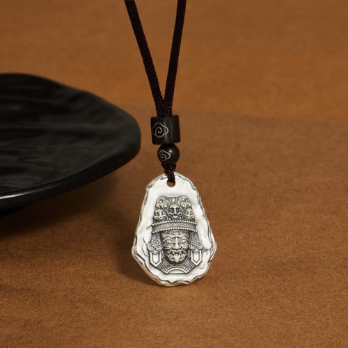 Silver Ksitigarbha Buddha Zakiram Goddess Pendant