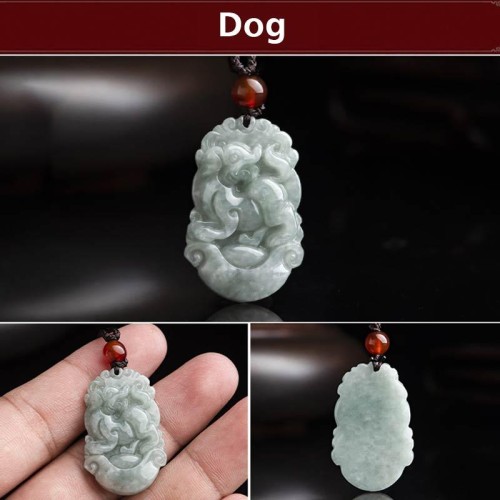 Natural Jade 12 Chinese Zodiac Success Necklace Pendant