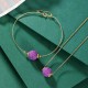 Sterling Silver Gold Purple Mica Stone Necklace Set Sterling Silver Gold Purple Mica Stone Necklace Set