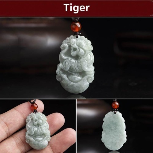 Natural Jade 12 Chinese Zodiac Success Necklace Pendant