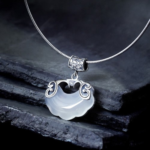 Silver Chalcedony Koi Fish Luck Pendant Silver Chalcedony Koi Fish Luck Pendant