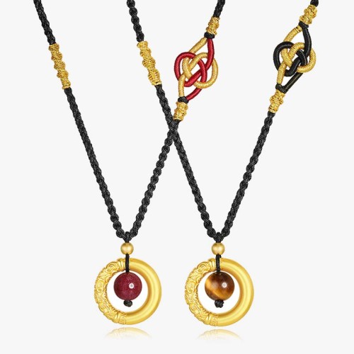 Tiger Eye Cinnabar Bead Protection Pendant