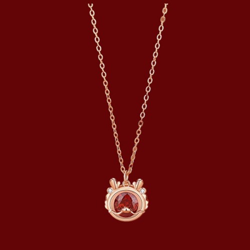 925 Silver Dragon Luck Red Zircon Necklace Set 925 Silver Dragon Luck Red Zircon Necklace Set