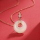 925 Silver Hetian White Jade Coin Flower Necklace 925 Silver Hetian White Jade Coin Flower Necklace