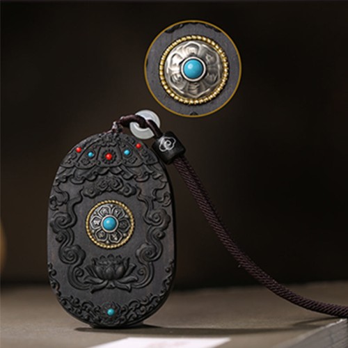 Zodiac Buddha Agarwood Peace Lotus Necklace Pendant