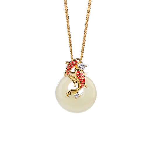 Hetian Jade Koi Fish Luck Necklace Pendant