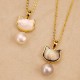Natural Pearl Copper Cat Healing Necklace Set