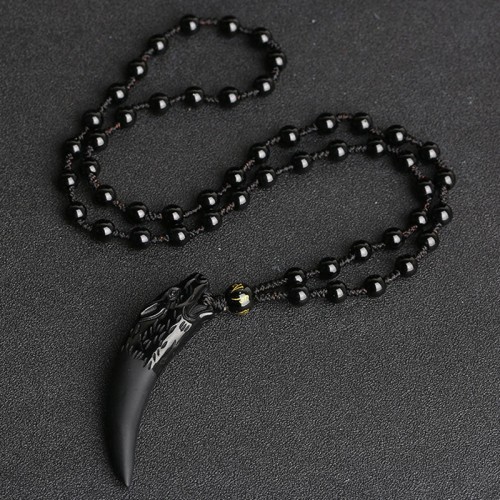 Ice Obsidian Wolf Tooth Courage Necklace Ice Obsidian Wolf Tooth Courage Necklace
