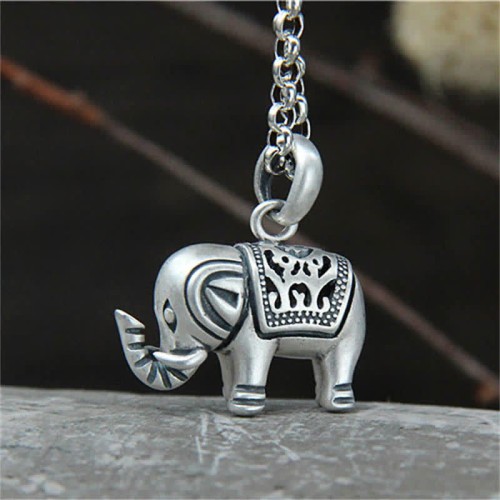 Sterling Silver Elephant Strength Necklace Pendant Sterling Silver Elephant Strength Necklace Pendant