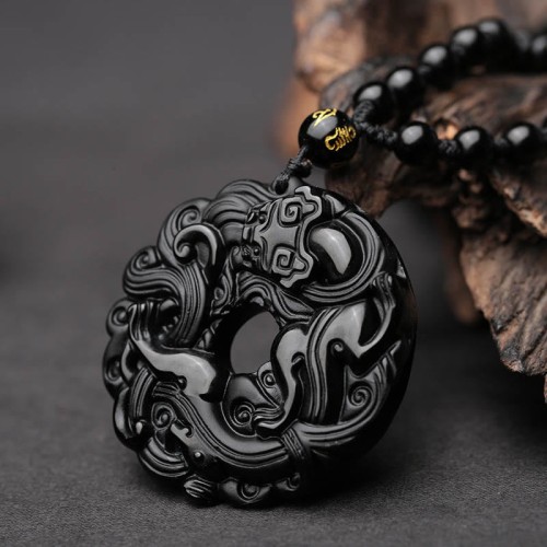 Black Obsidian Peace Pixiu Purification Pendant Black Obsidian Peace Pixiu Purification Pendant