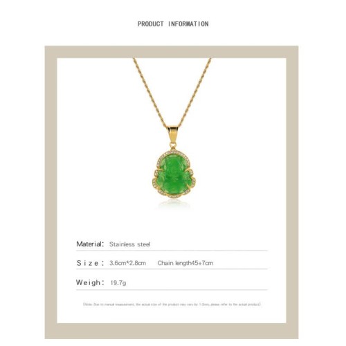 18K Gold Laughing Buddha Jade Luck Necklace 18K Gold Laughing Buddha Jade Luck Necklace