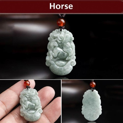 Natural Jade 12 Chinese Zodiac Success Necklace Pendant
