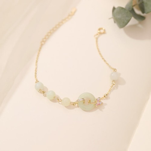 925 Silver Hetian Jade Orchid Luck Necklace Set 925 Silver Hetian Jade Orchid Luck Necklace Set