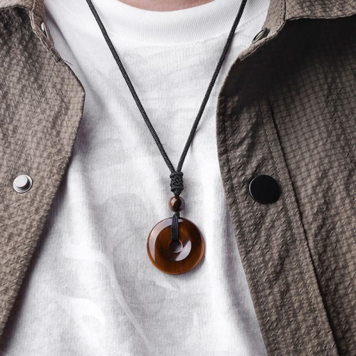 Lucky Coin Healing Crystal Gemstone Necklace