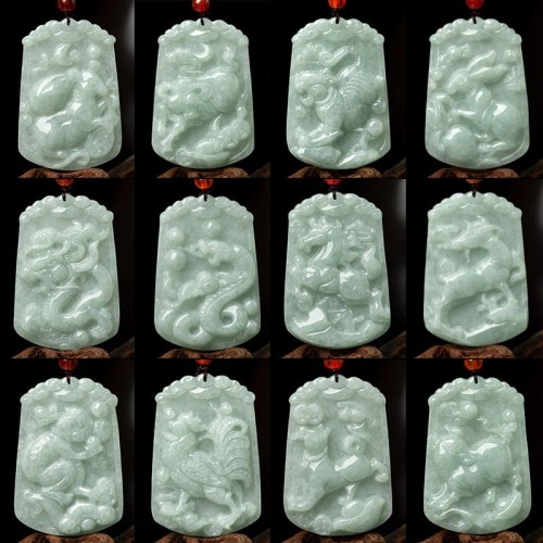 Natural Jade 12 Chinese Zodiac Abundance Amulet Necklace Natural Jade 12 Chinese Zodiac Abundance Amulet Necklace