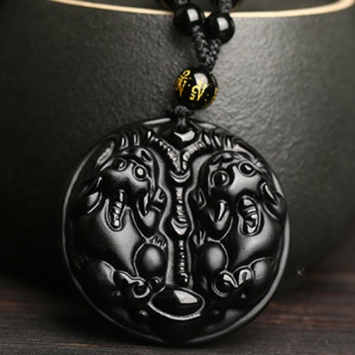 Black Obsidian Pixiu Bead Purification Necklace Pendant Black Obsidian Pixiu Bead Purification Necklace Pendant