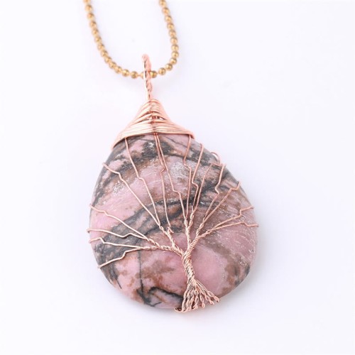 Natural Quartz Crystal Tree of Life Healing Necklace Pendant Natural Quartz Crystal Tree of Life Healing Necklace Pendant