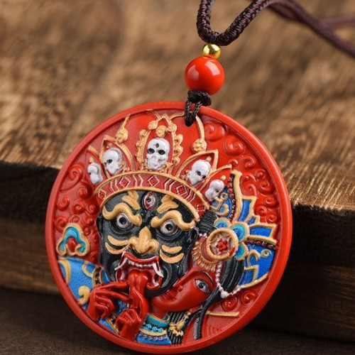 Zakiram Goddess Wealth Painted Cinnabar Necklace Pendant Zakiram Goddess Wealth Painted Cinnabar Necklace Pendant
