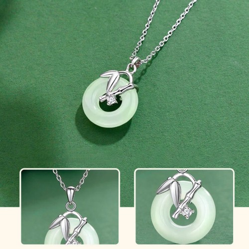 Hetian Jade Bamboo Leaf Prosperity Necklace Pendant