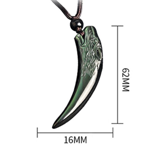 Black Obsidian Wolf Tooth Strength Necklace Pendant Black Obsidian Wolf Tooth Strength Necklace Pendant