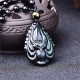 Rainbow Obsidian Nine-Tailed Fox Peace Necklace Pendant