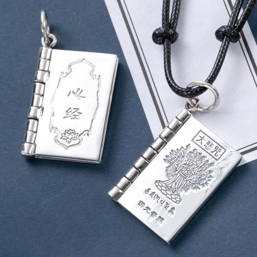 990 Silver Heart Sutra Mantra Peace Necklace 990 Silver Heart Sutra Mantra Peace Necklace