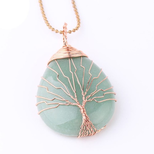Natural Quartz Crystal Tree of Life Healing Necklace Pendant Natural Quartz Crystal Tree of Life Healing Necklace Pendant
