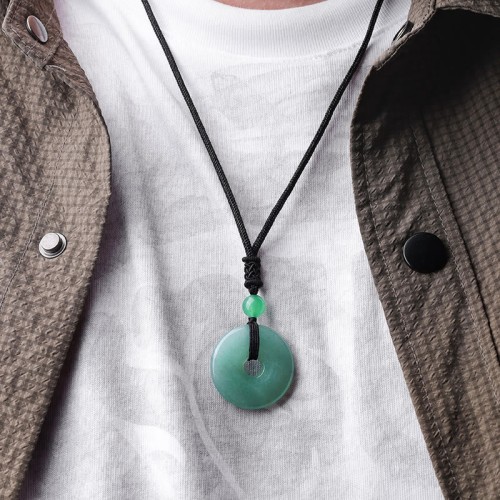 Lucky Coin Healing Crystal Gemstone Necklace