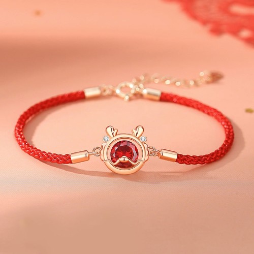 925 Silver Dragon Luck Red Zircon Necklace Set 925 Silver Dragon Luck Red Zircon Necklace Set