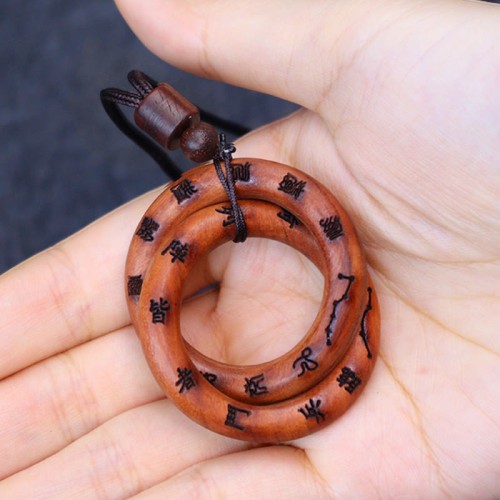 Lightning Struck Jujube Wood Yin Yang Taoist Necklace