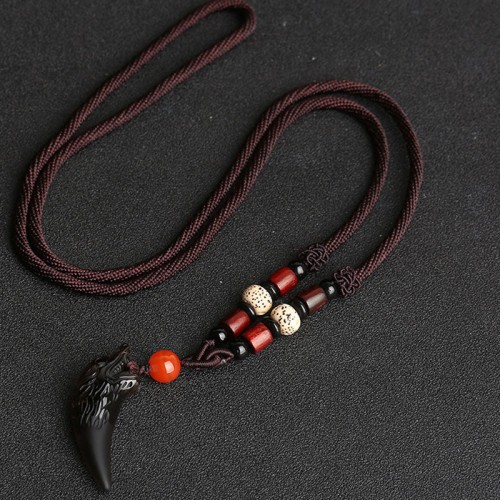 Ice Obsidian Wolf Tooth Courage Necklace Ice Obsidian Wolf Tooth Courage Necklace