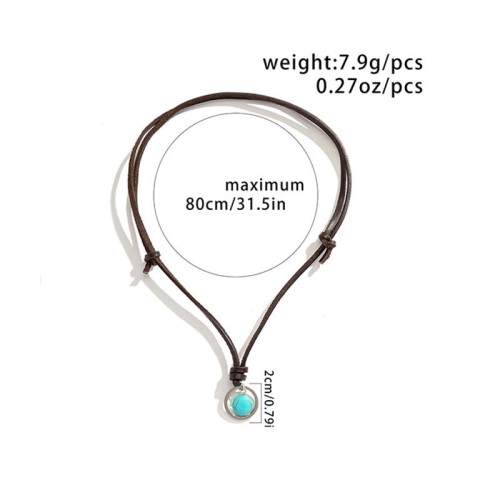 Round Turquoise Stone Protection Necklace Pendant Round Turquoise Stone Protection Necklace Pendant